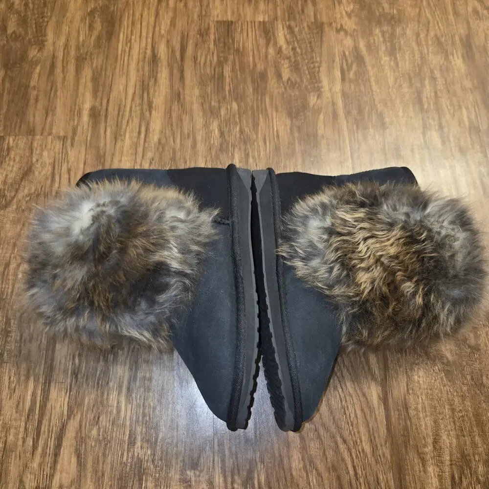 EMU Australia Stinger Mini Lava Boots Womens 7‎ Black Sheepskin Fur Snow Winter